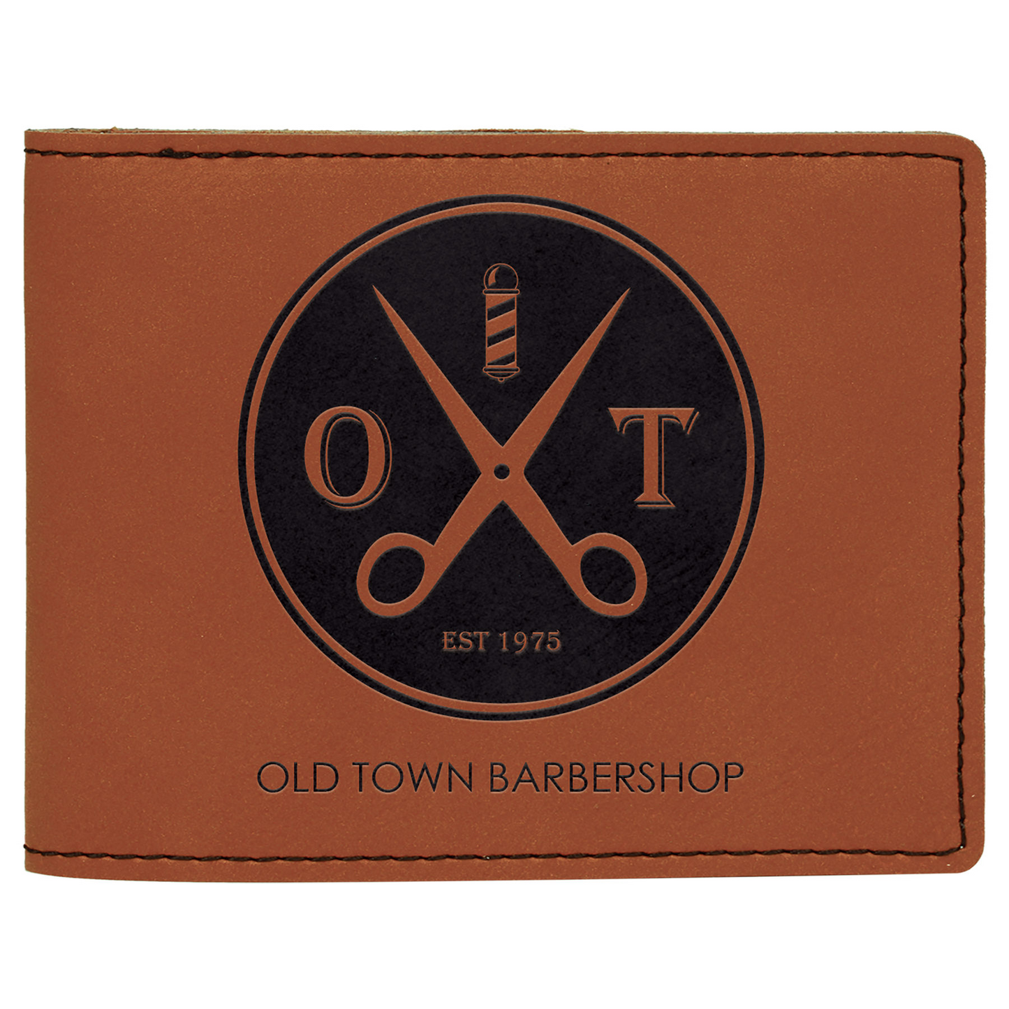 Laserable Leatherette Bi-Fold Wallet w/Flip ID