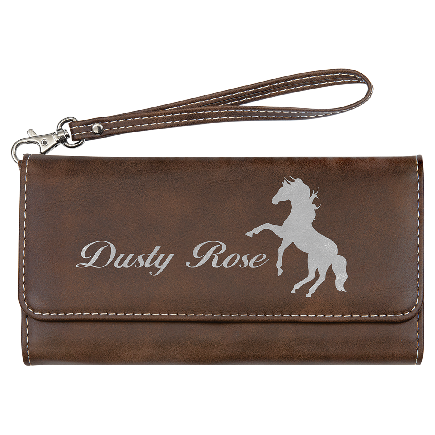 7 1/2" x 4" Laserable Leatherette Wallet with Strap