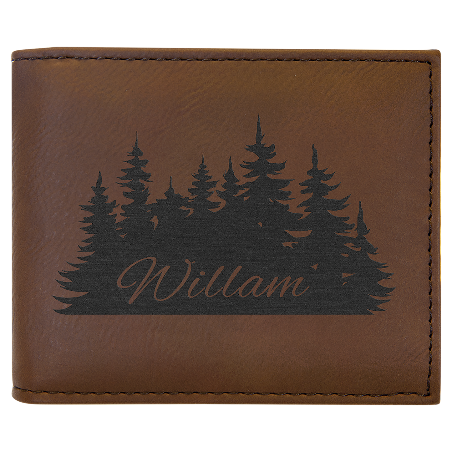 Laserable Leatherette Bi-Fold Wallet w/Flip ID