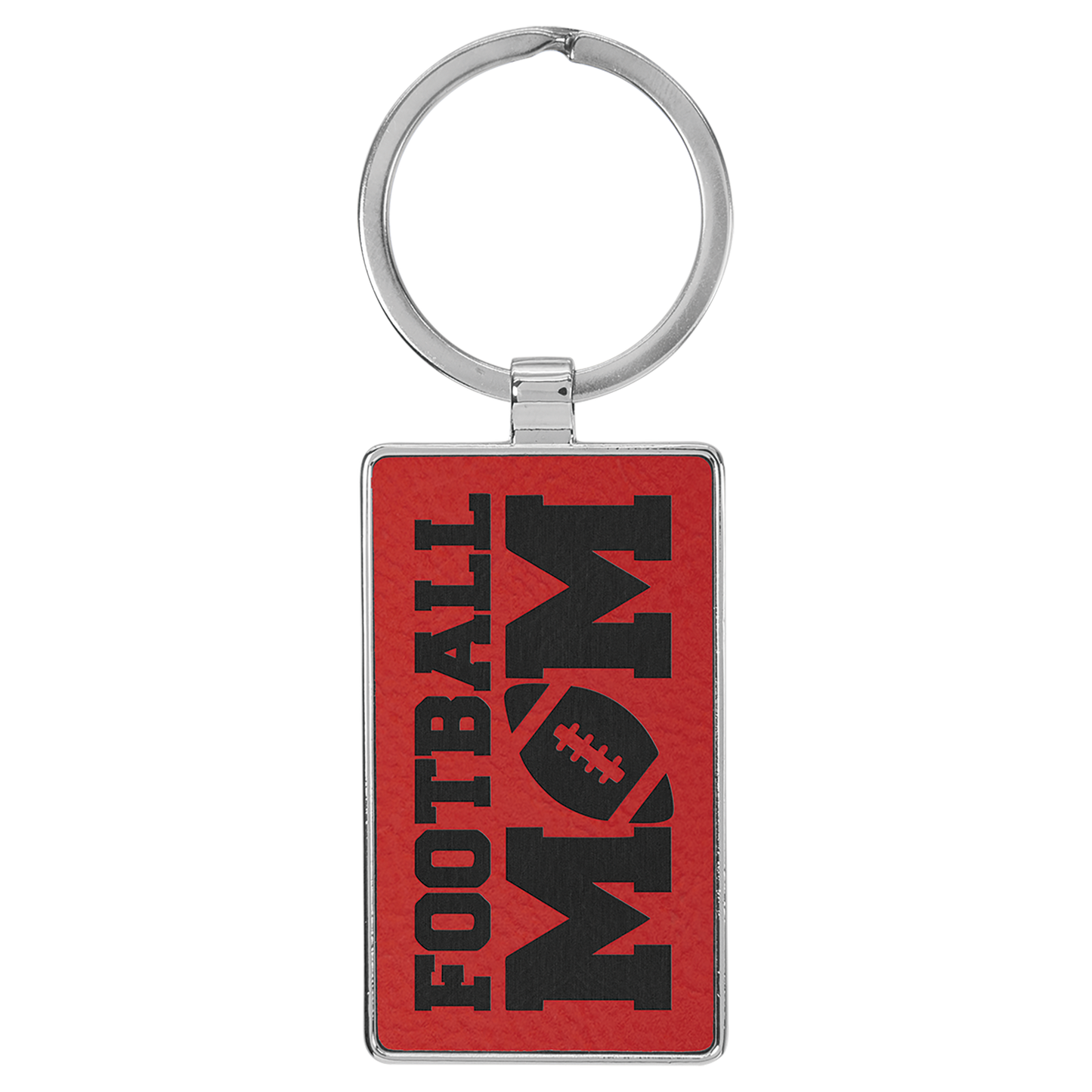 Laserable Leatherette/Metal Rectangle Keychain