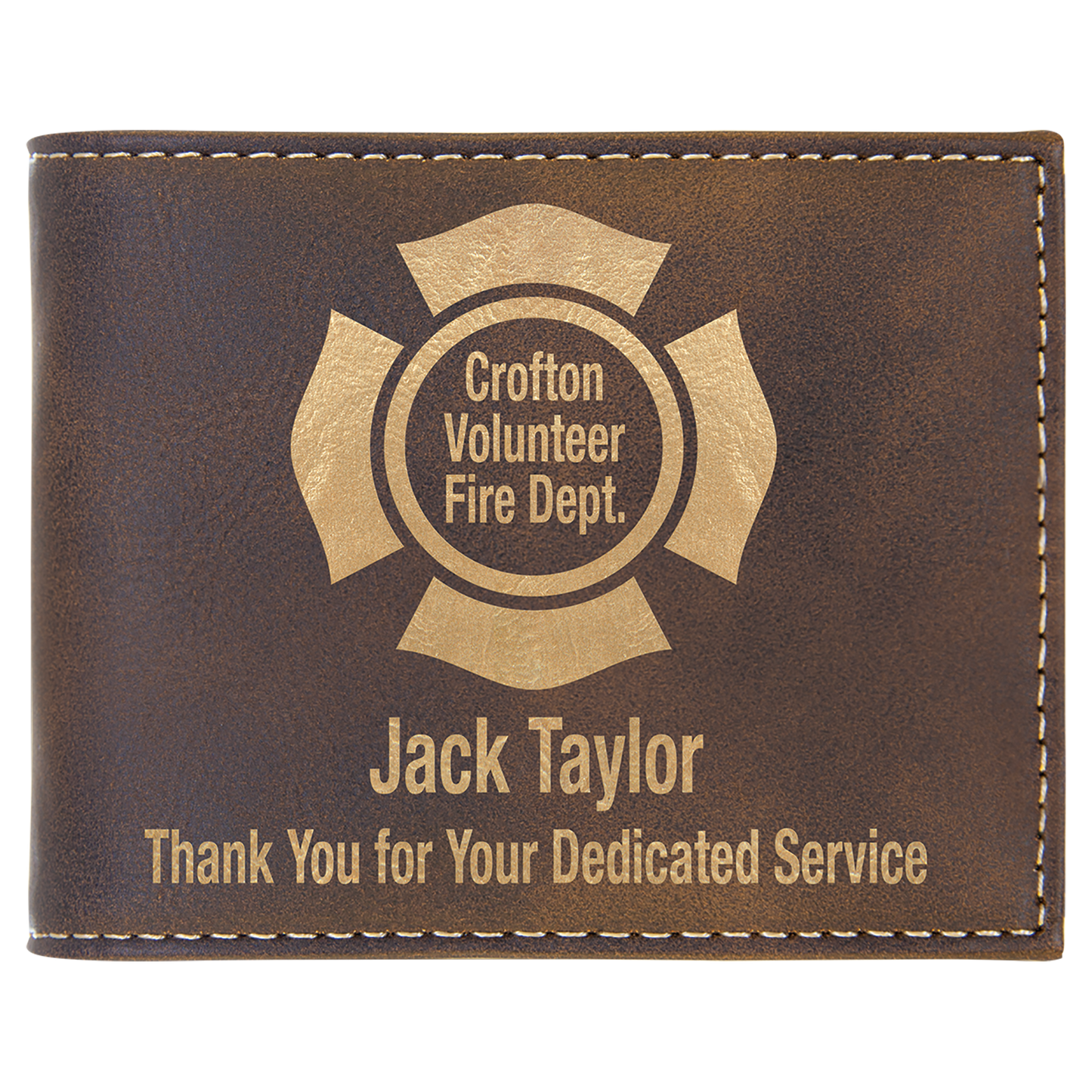 Laserable Leatherette Bi-Fold Wallet w/Flip ID