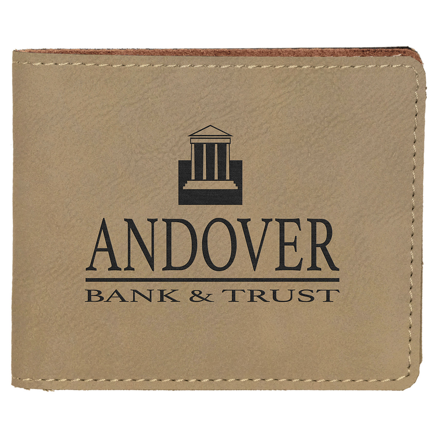 Laserable Leatherette Bi-Fold Wallet w/Flip ID