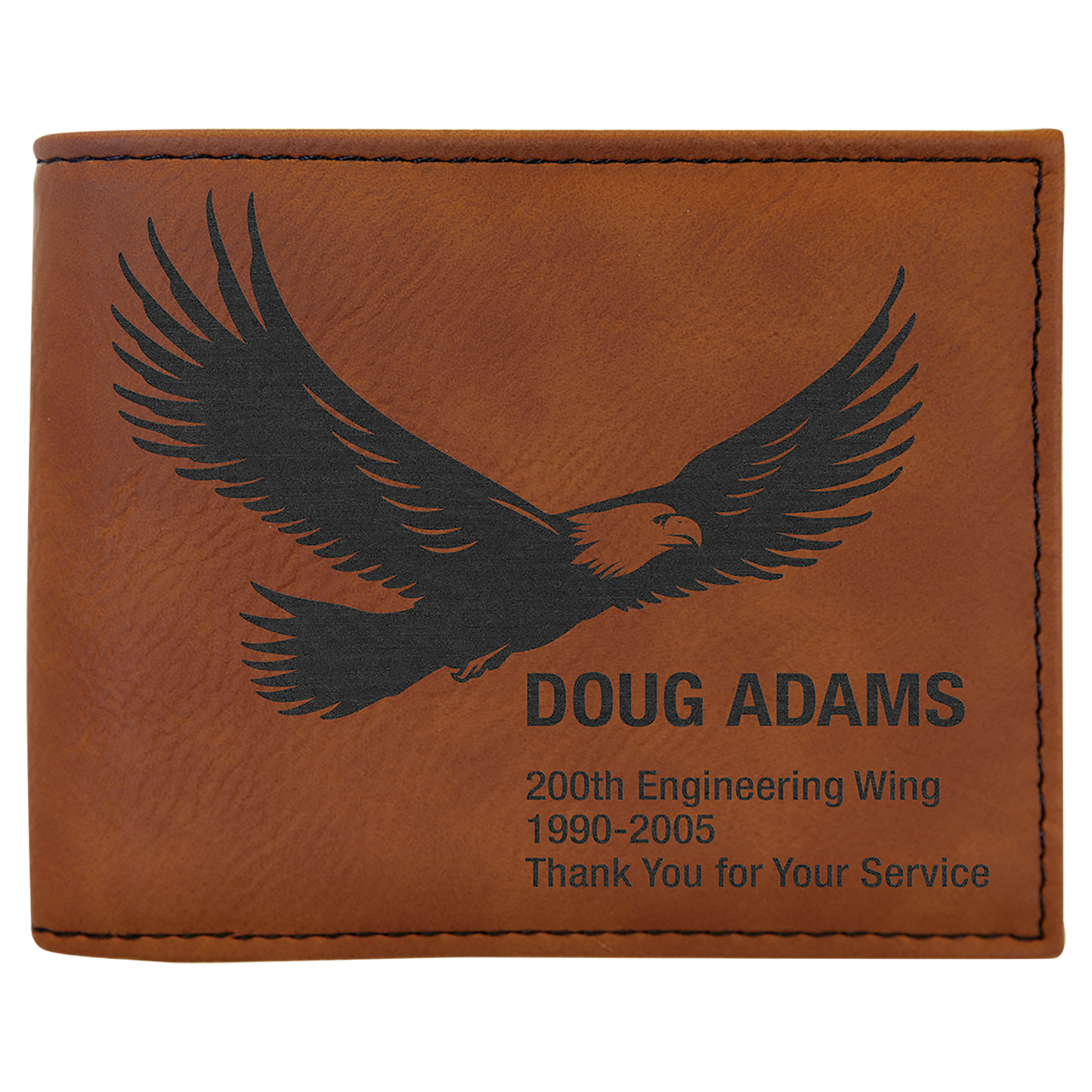 Laserable Leatherette Bi-Fold Wallet w/Flip ID